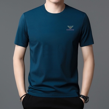 Muški jednobojni T-shirt s kratkim rukavima, okrugli izrez, od mercerisane pamuka, lagana ljetna majica