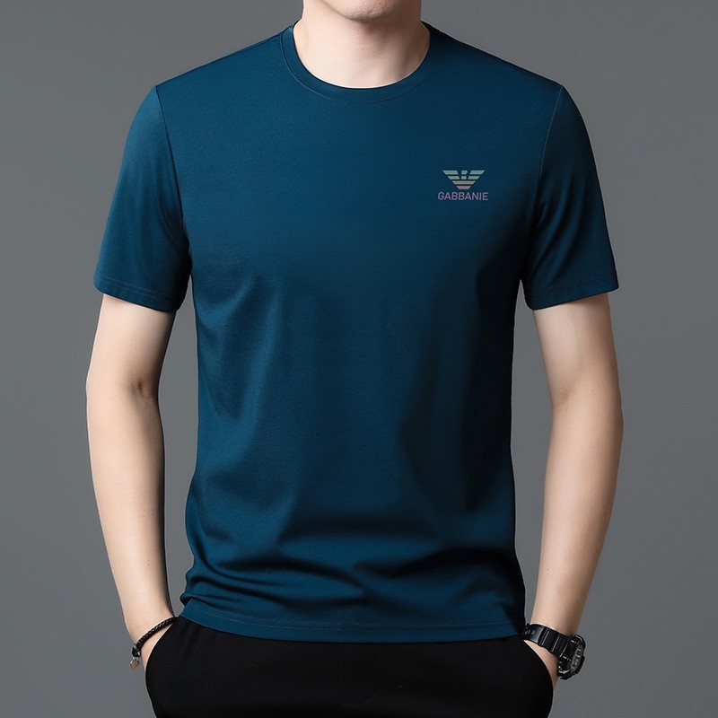 Muški jednobojni T-shirt s kratkim rukavima, okrugli izrez, od mercerisane pamuka, lagana ljetna majica