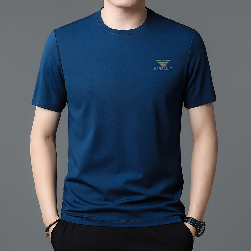 Muški jednobojni T-shirt s kratkim rukavima, okrugli izrez, od mercerisane pamuka, lagana ljetna majica