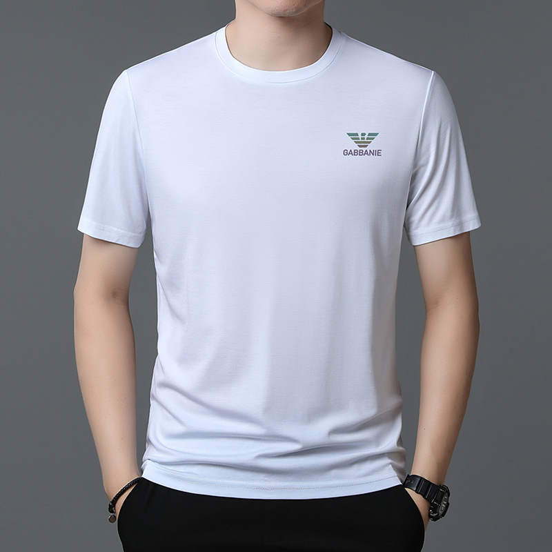 Muški jednobojni T-shirt s kratkim rukavima, okrugli izrez, od mercerisane pamuka, lagana ljetna majica