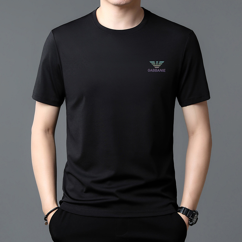 Muški jednobojni T-shirt s kratkim rukavima, okrugli izrez, od mercerisane pamuka, lagana ljetna majica