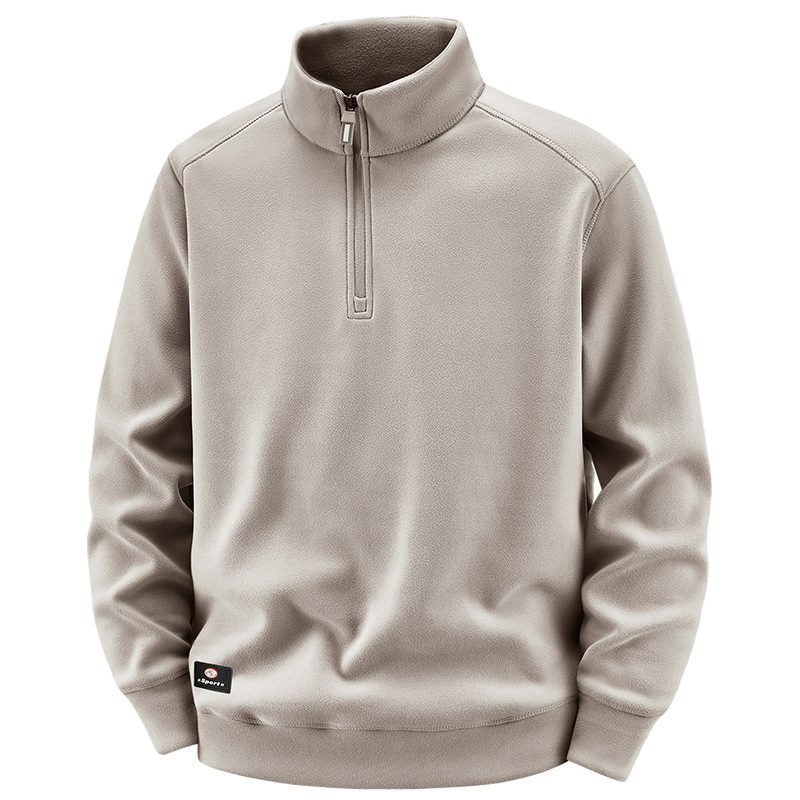 Férfi téli magas galléros polo pulóver, amerikai stílusú, nehéz Derong termikus fleece, vastag meleg mindennapi felső