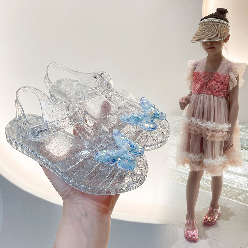 2026 nove jelly sandale za djevojčice, prozirne kristalne sandale za plažu, protuklizne, princezinski stil, slatke