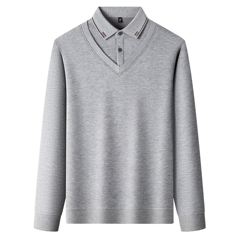 Téli patchwork kötött felső fleece béléssel, rever gallérral, hosszú ujjú, meleg mindennapi viselet férfiaknak