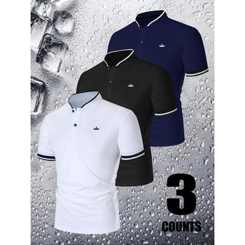 Muška polo majica, boja blok, Splash Ink uzorak, Ice Silk materijal