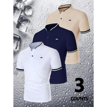 Muška polo majica, boja blok, Splash Ink uzorak, Ice Silk materijal