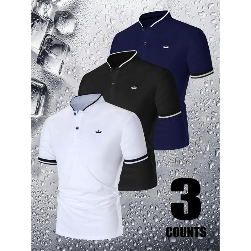 Muška polo majica, boja blok, Splash Ink uzorak, Ice Silk materijal