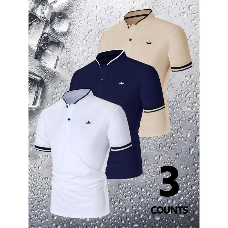 Muška polo majica, boja blok, Splash Ink uzorak, Ice Silk materijal