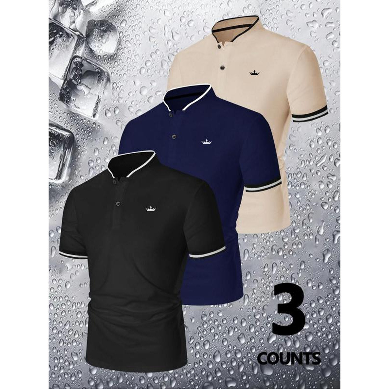 Muška polo majica, boja blok, Splash Ink uzorak, Ice Silk materijal