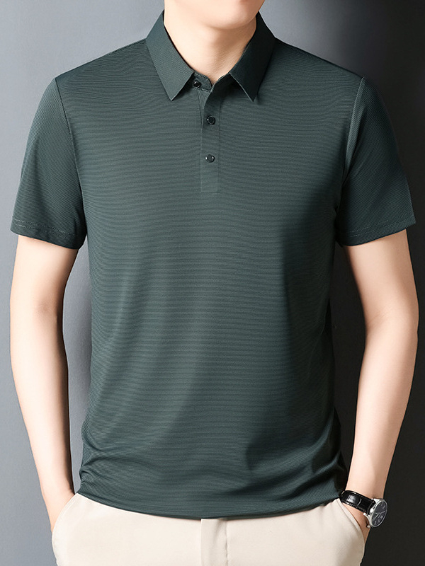 Muška ljetna polo majica od ice silk materijala, jednobojna, kratka rukava, prozračna, lagana