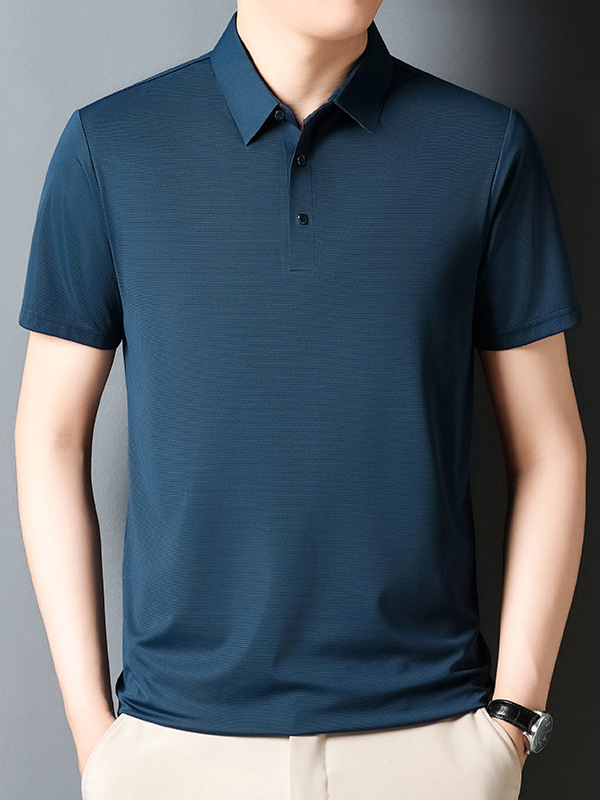 Muška ljetna polo majica od ice silk materijala, jednobojna, kratka rukava, prozračna, lagana