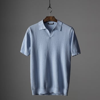 Polo majica od 100% pamuka, pleteni ananas uzorak, ovratnik u stilu galeba, prozračna i lagana, kratkih rukava, muški casual.