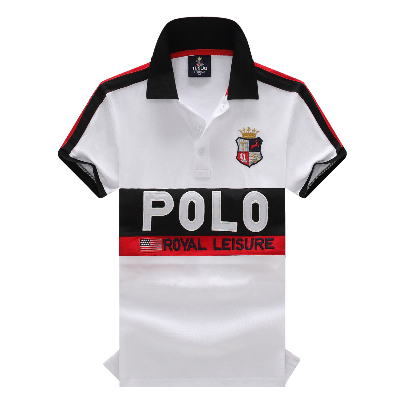 Férfi vintage betűs polo felső rövid ujjú, pamut, hímzett, európai méret, hétköznapi sportos