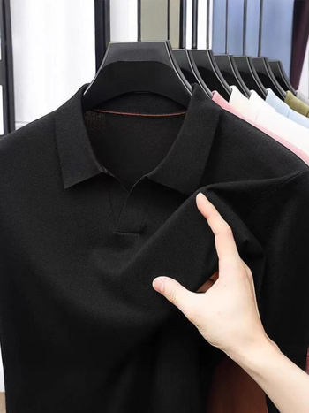 Ανδρικό πουλόβερ polo από μαλλί, μακριά μανίκια, χαλαρή γραμμή, γύριστος γιακάς, φθινοπωρινό-χειμερινό
