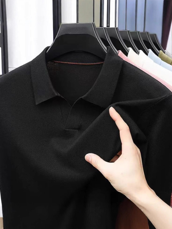 Ανδρικό πουλόβερ polo από μαλλί, μακριά μανίκια, χαλαρή γραμμή, γύριστος γιακάς, φθινοπωρινό-χειμερινό