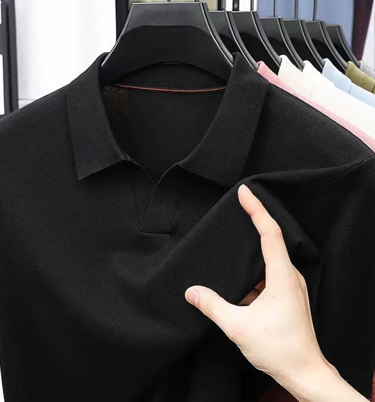 Ανδρικό πουλόβερ polo από μαλλί, μακριά μανίκια, χαλαρή γραμμή, γύριστος γιακάς, φθινοπωρινό-χειμερινό