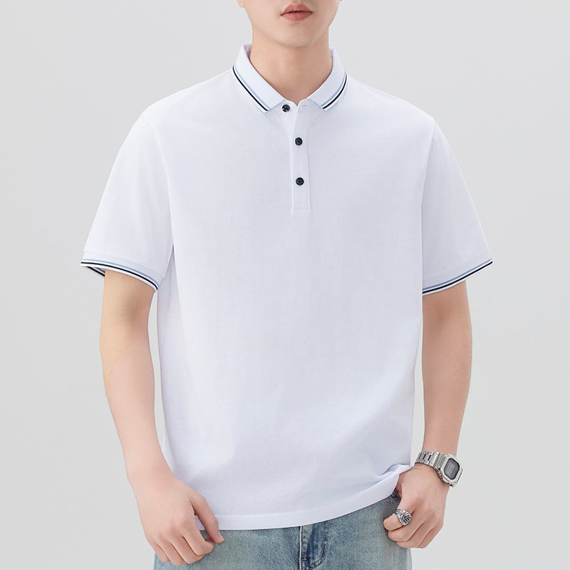 Muško ljetno polo s ovratnikom, kratki rukav, pamuk-smjesa Ice Silk, casual poslovni stil