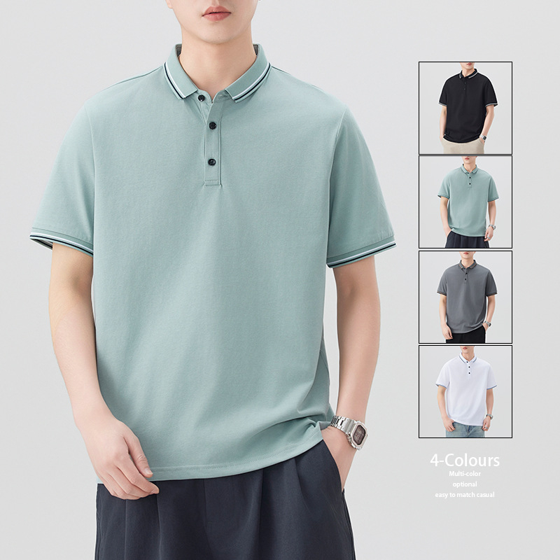 Muško ljetno polo s ovratnikom, kratki rukav, pamuk-smjesa Ice Silk, casual poslovni stil
