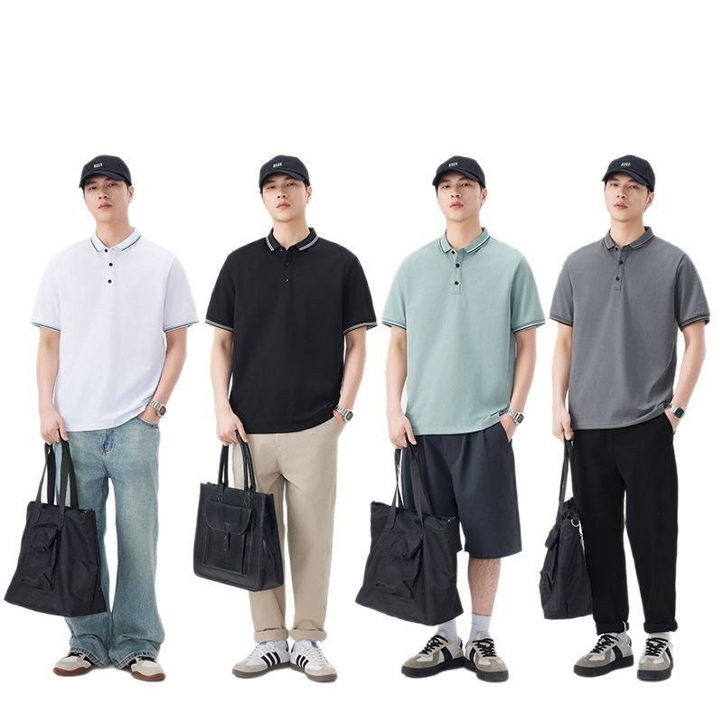 Muško ljetno polo s ovratnikom, kratki rukav, pamuk-smjesa Ice Silk, casual poslovni stil