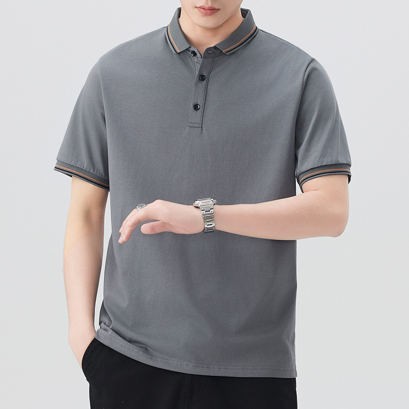 Muško ljetno polo s ovratnikom, kratki rukav, pamuk-smjesa Ice Silk, casual poslovni stil
