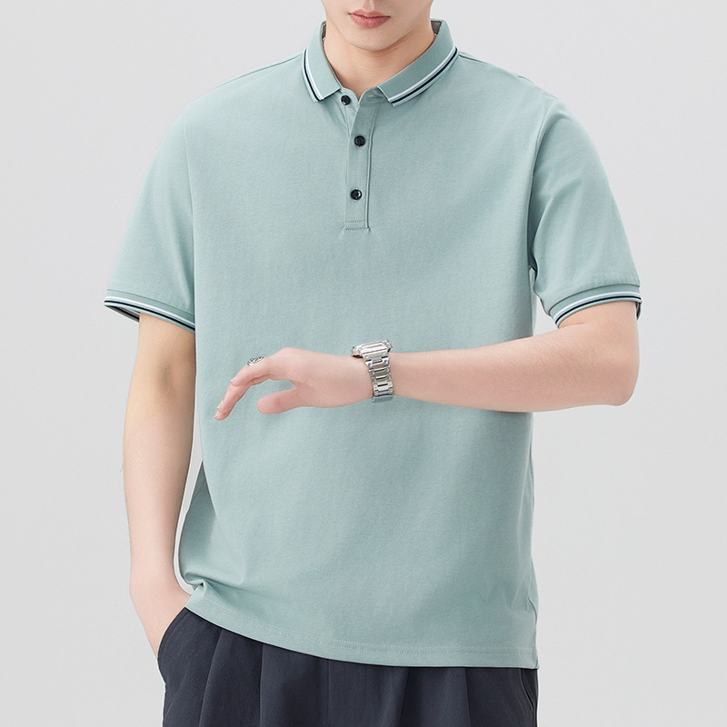 Muško ljetno polo s ovratnikom, kratki rukav, pamuk-smjesa Ice Silk, casual poslovni stil