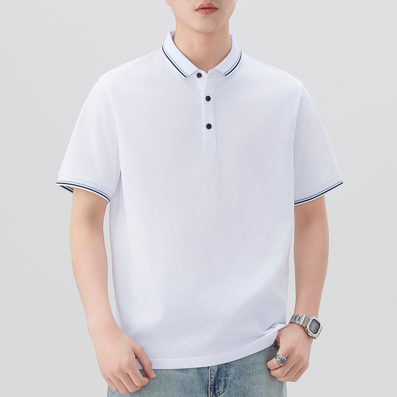 Muško ljetno polo s ovratnikom, kratki rukav, pamuk-smjesa Ice Silk, casual poslovni stil