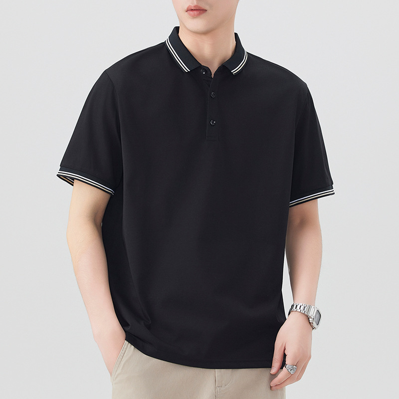 Muško ljetno polo s ovratnikom, kratki rukav, pamuk-smjesa Ice Silk, casual poslovni stil