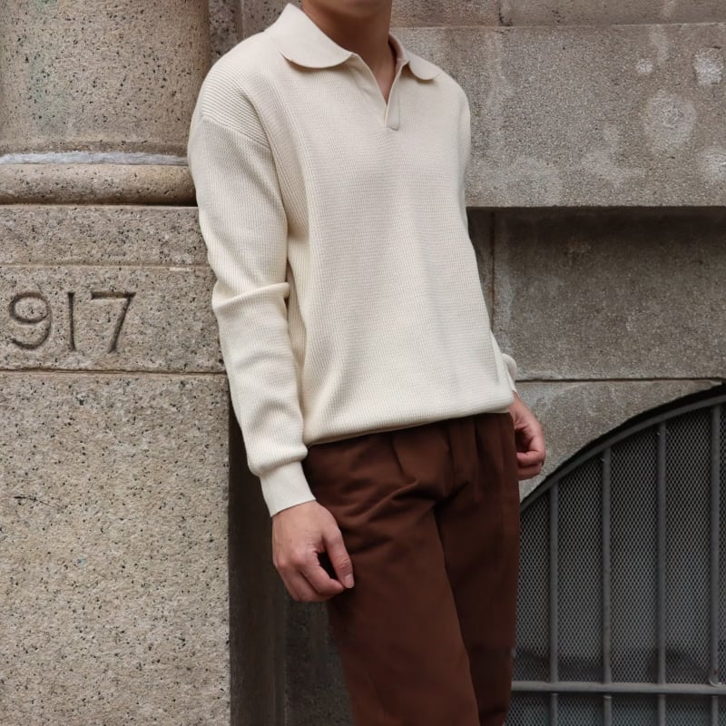 Muški džemper s polo ovratnikom, jednobojna boja, ležernog kroja, korejski stil, dugi rukav