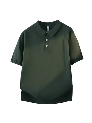 Férfi rövid ujjú polo Ice Silk anyagból, koreai stílus, hétköznapi, egyszínű
