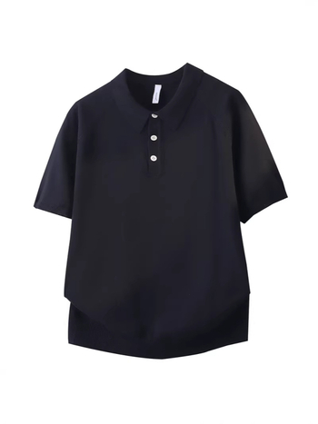 Férfi rövid ujjú polo Ice Silk anyagból, koreai stílus, hétköznapi, egyszínű