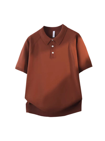 Férfi rövid ujjú polo Ice Silk anyagból, koreai stílus, hétköznapi, egyszínű