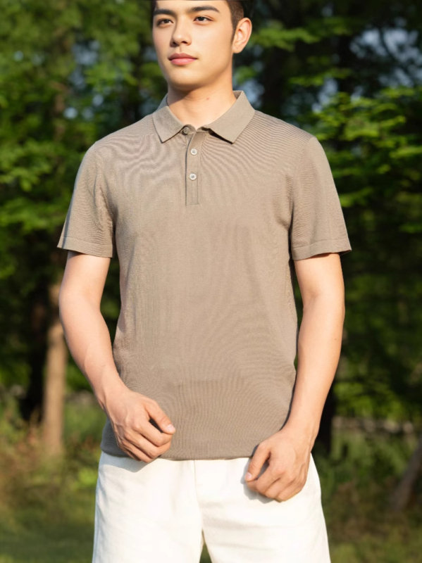 Muški polo majica kratkih rukava, ljeto 2025, mješavina Tencel pamuk i svila dudova, minimalistički američki stil