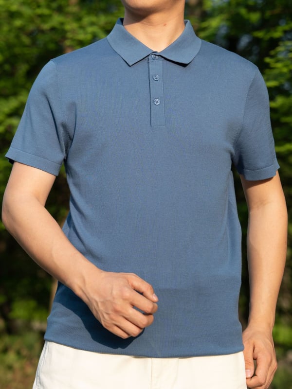 Muški polo majica kratkih rukava, ljeto 2025, mješavina Tencel pamuk i svila dudova, minimalistički američki stil