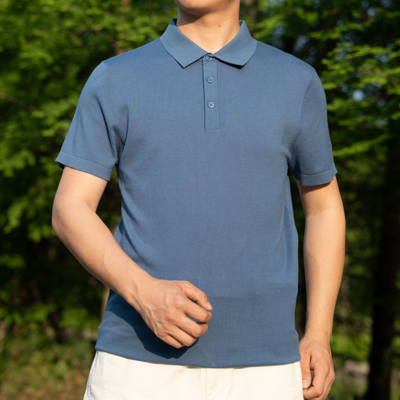 Muški polo majica kratkih rukava, ljeto 2025, mješavina Tencel pamuk i svila dudova, minimalistički američki stil