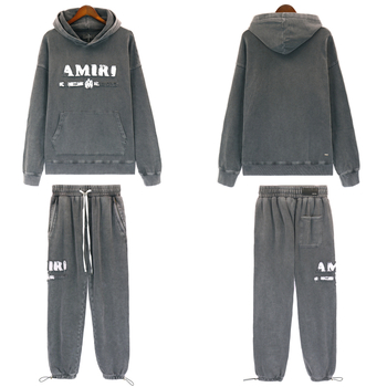 Férfi kapucnis pulóver szett, mosott kopott streetwear stílusban, hímzés, bő szabás, plusz méret