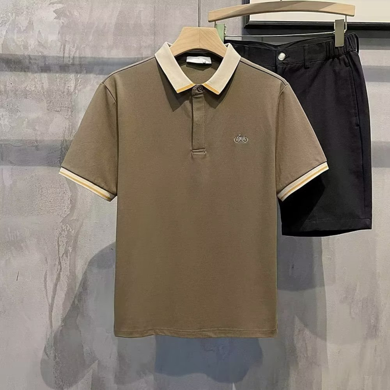 2026 umjetničko polo majica kratkih rukava, japanski stil, muška ljetna opuštena silueta, patchwork dizajn