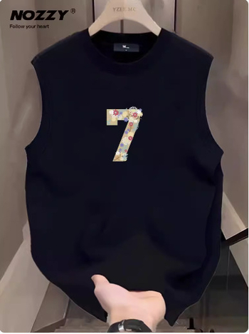 Férfi pamut ujjatlan T-shirt edzésre, laza szabású, nyár, utcai stílus