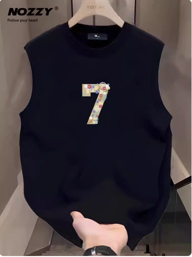 Férfi pamut ujjatlan T-shirt edzésre, laza szabású, nyár, utcai stílus