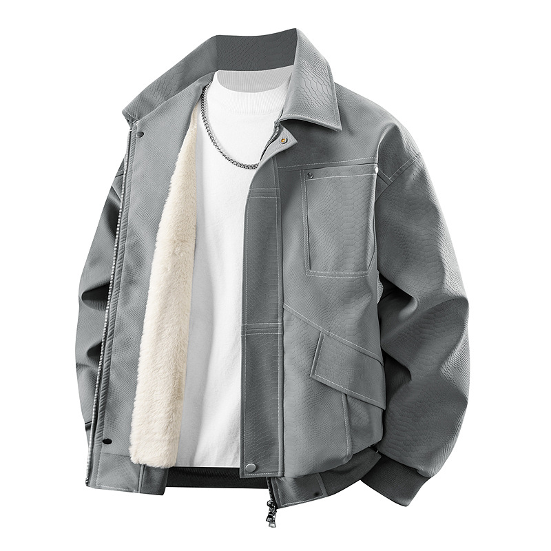 Asstseries Military férfi dzseki fleece bélésű, vastag pamut anyag, casual minimalist stílus, japán hatás, álló gallér, cipzárral, kapucni nélkül