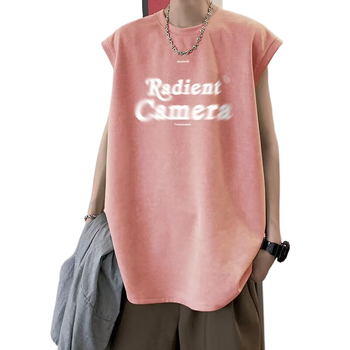 Amerikai retro ujjatlan mellény Hongkong-stílusú betűs nyomtatással, oversized, művelúr