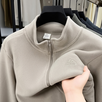 Férfi polár fleece dzseki, vastag meleg, őszi-téli 2024, koreai stílusú, casual, álló gallér, cipzárral, laza szabás