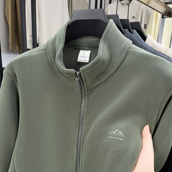 Férfi polár fleece dzseki, vastag meleg, őszi-téli 2024, koreai stílusú, casual, álló gallér, cipzárral, laza szabás
