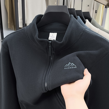 Férfi polár fleece dzseki, vastag meleg, őszi-téli 2024, koreai stílusú, casual, álló gallér, cipzárral, laza szabás