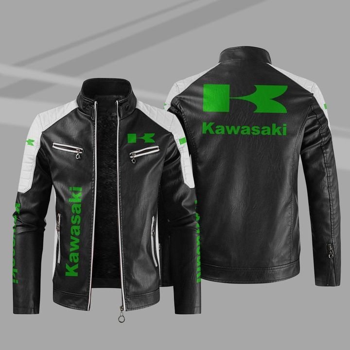PU bőrdzseki fleece beléssel, zöld autólogó mintával, európai méret, plusz méret, őszi-téli lezser férfi kabát