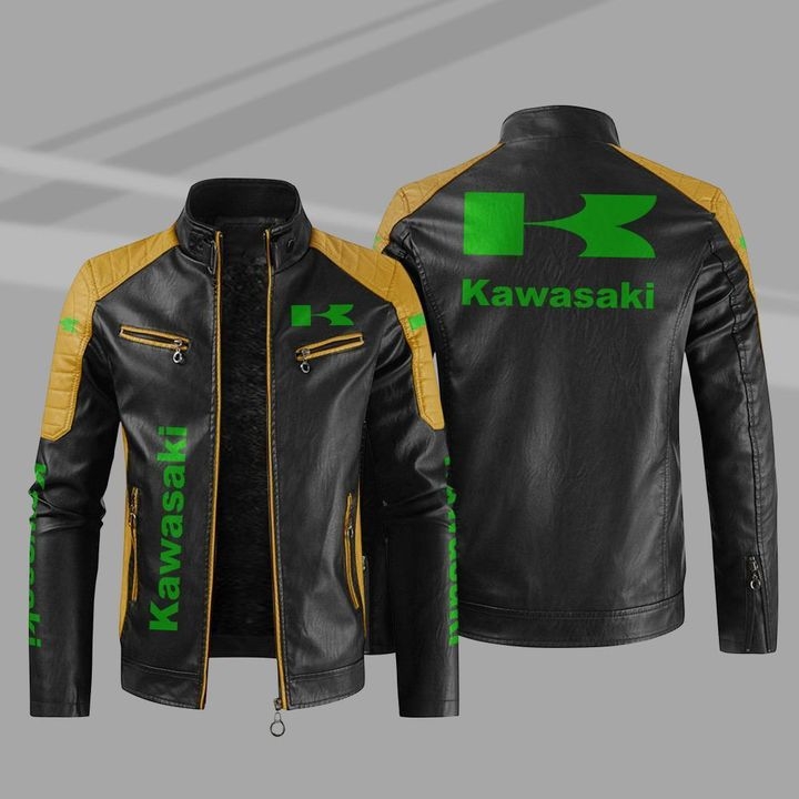 PU bőrdzseki fleece beléssel, zöld autólogó mintával, európai méret, plusz méret, őszi-téli lezser férfi kabát