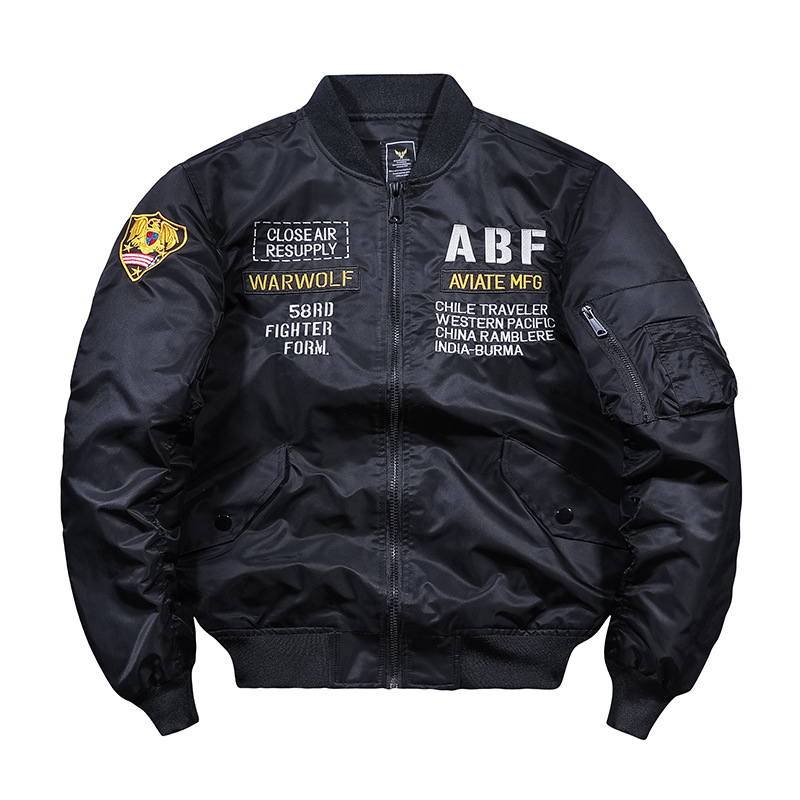 Férfi MA-1 bomber dzseki hímzéssel, vékony, könnyű, tavasz–ősz, plusz méret
