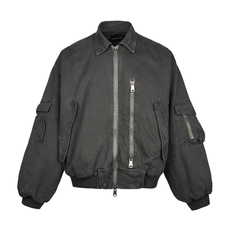 MADEEXTREME MA-1 Bomber Jacket για φθινοπωρο-χειμώνα, πυκνό ζεστό, με distresed βαφή, ανδρικό πανωφόρι από βαμβάκι