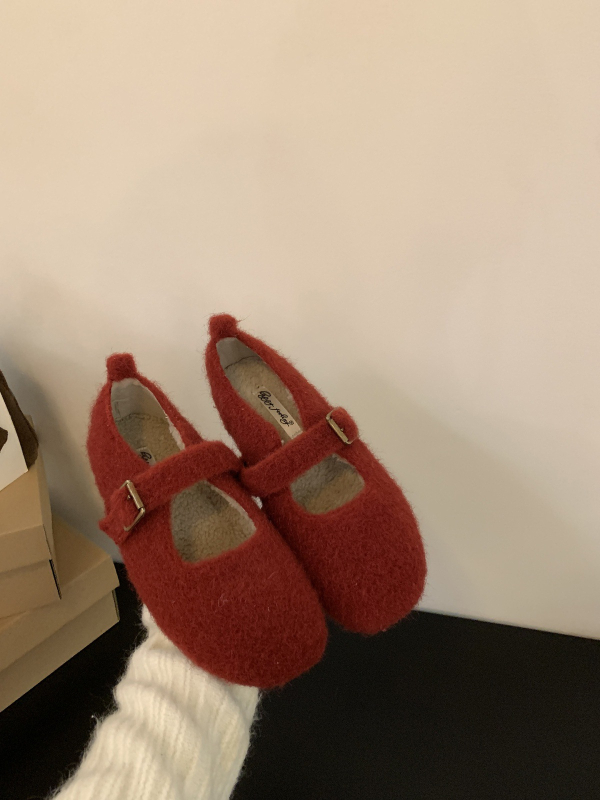Pantofi Mary Jane Leopard pentru femei, în stil franțuzesc retro, cu căptușeală plușată și talpă moale, balet
