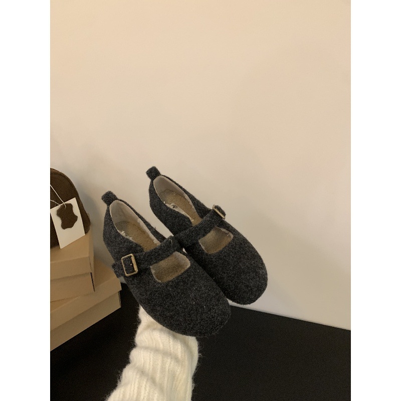 Pantofi Mary Jane Leopard pentru femei, în stil franțuzesc retro, cu căptușeală plușată și talpă moale, balet