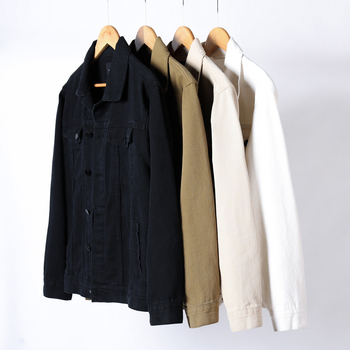 Fehér férfi denim dzseki – koreai stílus, slim fit, hétköznapi